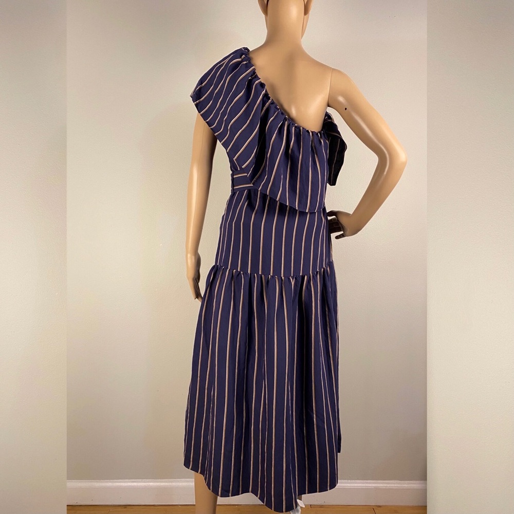 NEW TOPSHOP STRIPED ONE SHOULDER MIDI DRESS - Picture 7 of 9